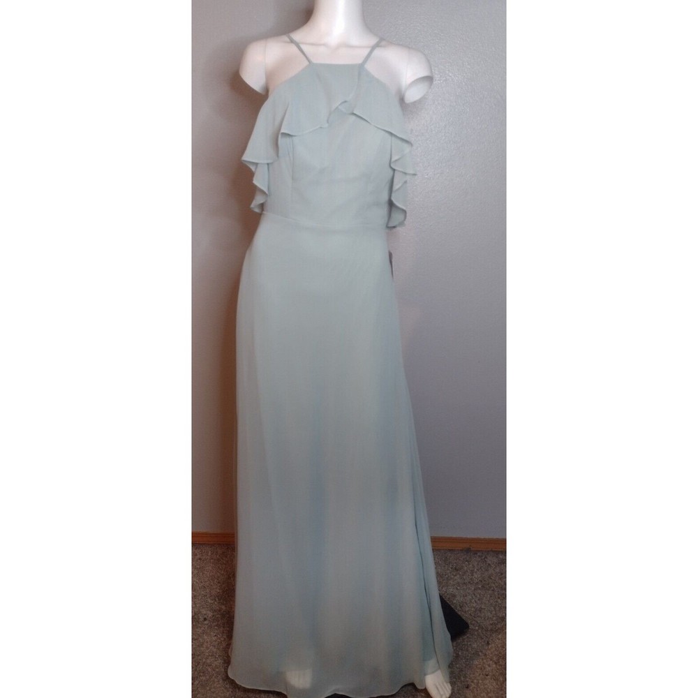 Birdy Grey Jules Dress Medium Sage Green Chiffon Bridesmaid Maxi Length NN